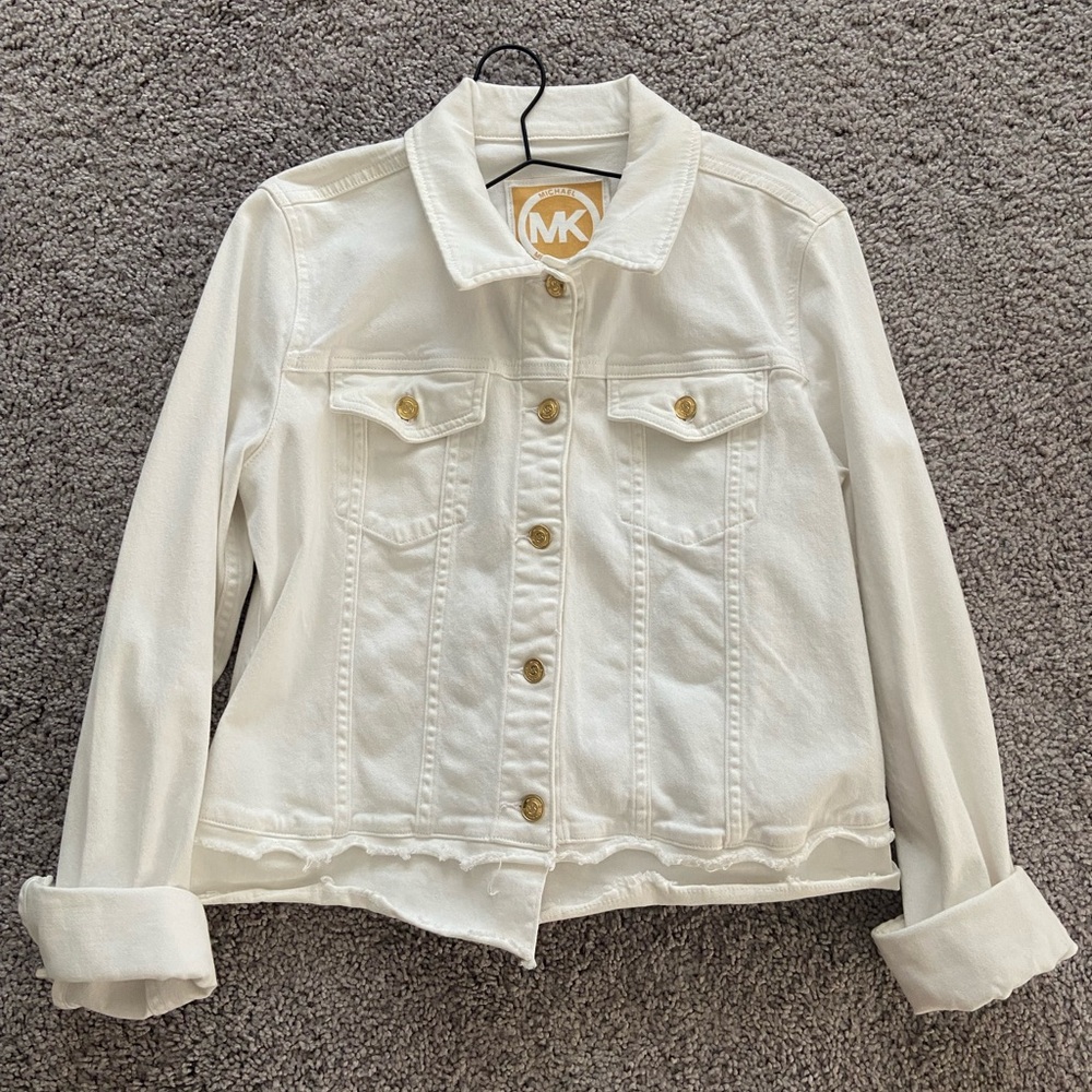 Michael Kors Women's White Jean Jacket Timeless Design